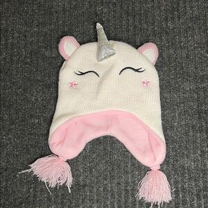 Unicorn Kids Hat with Pink and Silver Accents